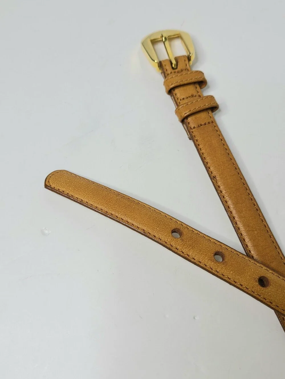 Pierre Cardin Tan Full Grain Cowhide Skinny Vintage Belt